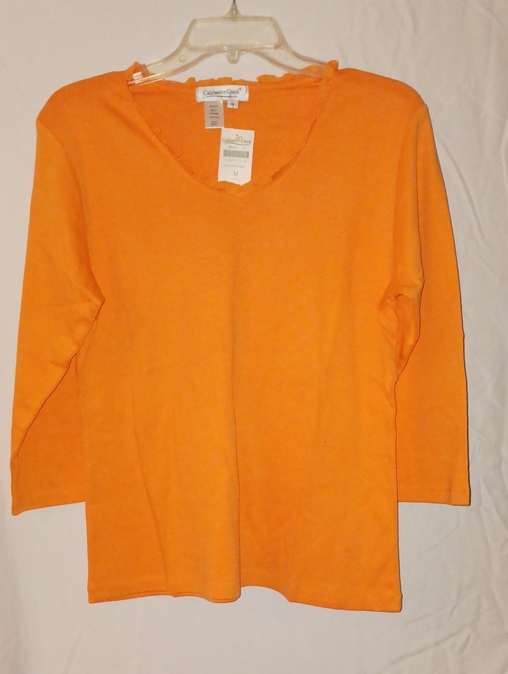 Cold Water Creek Women's Orange Lettuce Edge Top